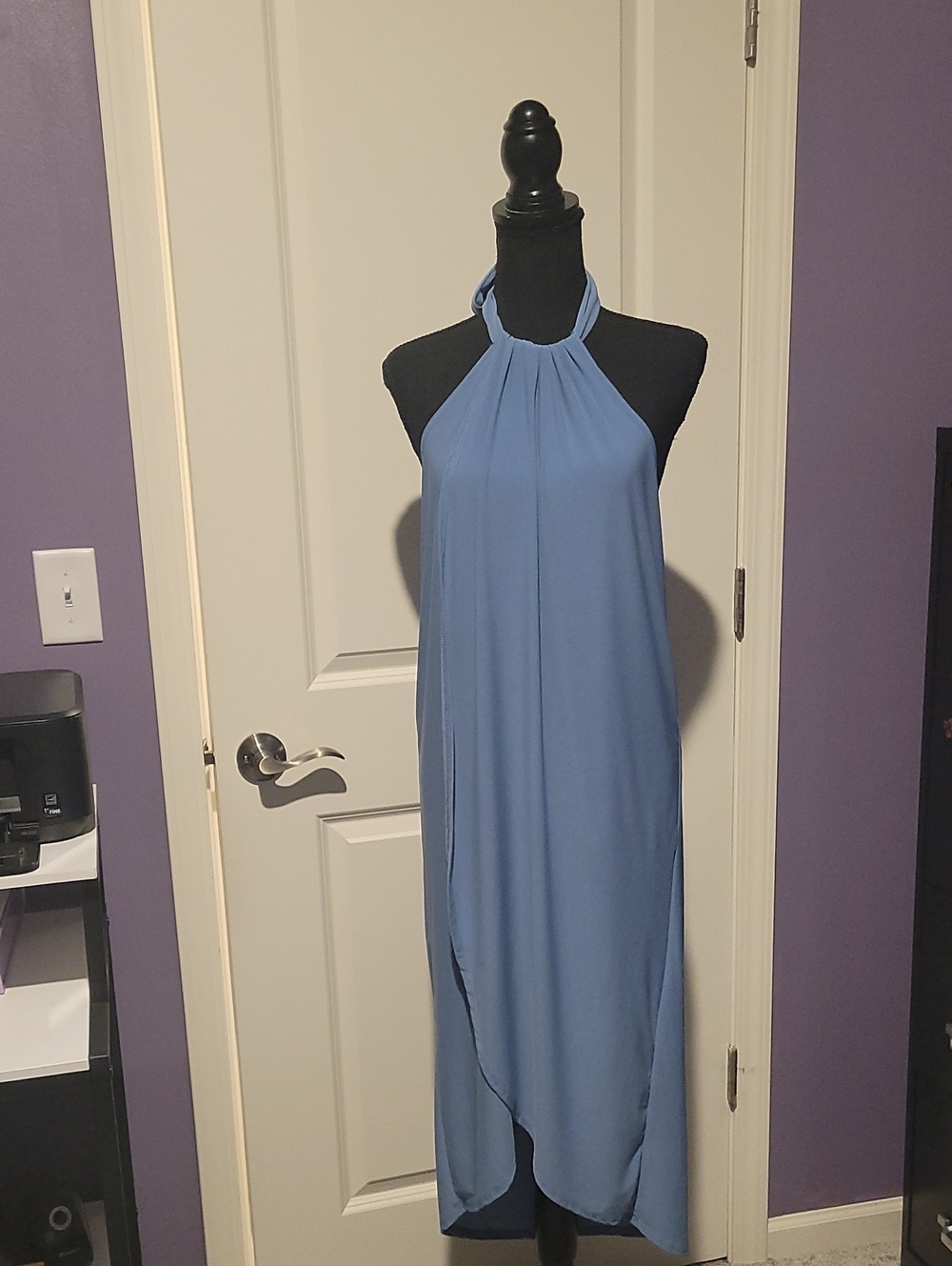 Lyss Loo Halter Maxi Dress in Dusty Blue